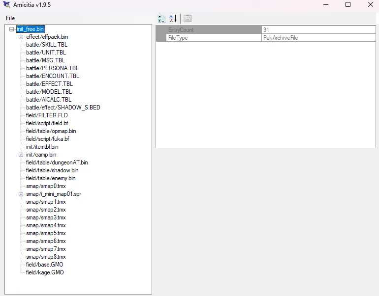 A screenshot of init_free.bin opened in Amicitia 