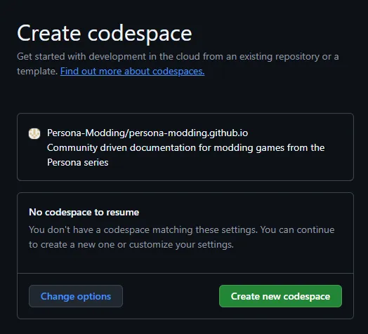 A screenshot of the create codespace page on GitHub